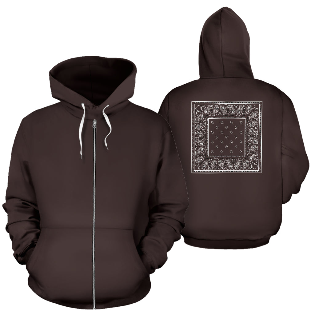 brown bandana zip hoodie