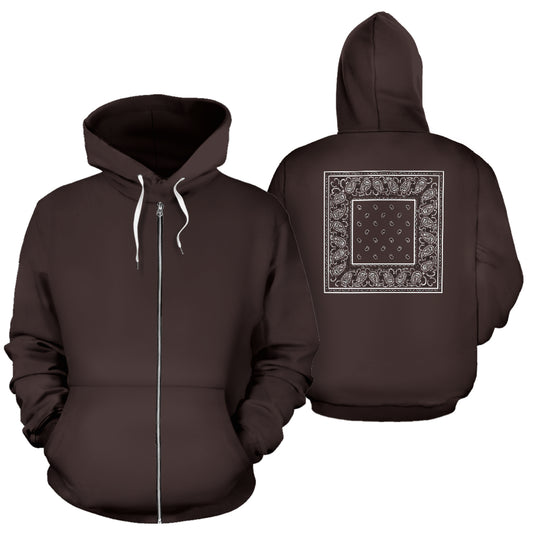brown bandana zip hoodie