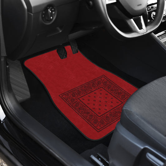 Dual Red with Black Bandana Car Mats - Minimal