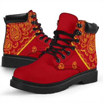 Red and Gold Bandana All Season Boots