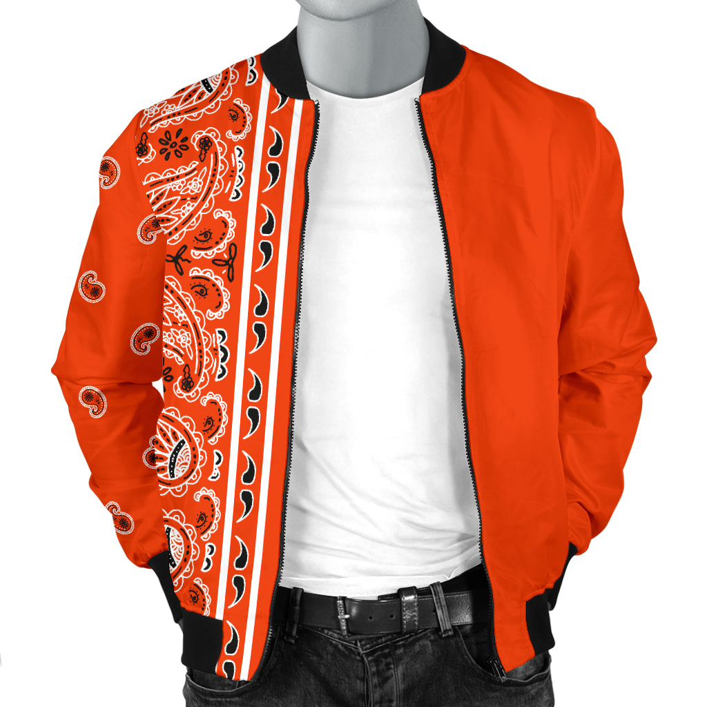 Asymmetrical Perfect Orange Bandana Men's Bomber Jacket