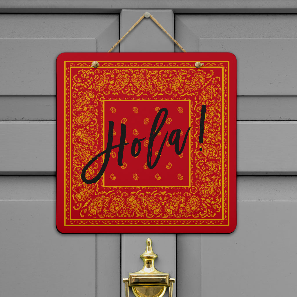 Welcome Red and Gold Bandana Sign