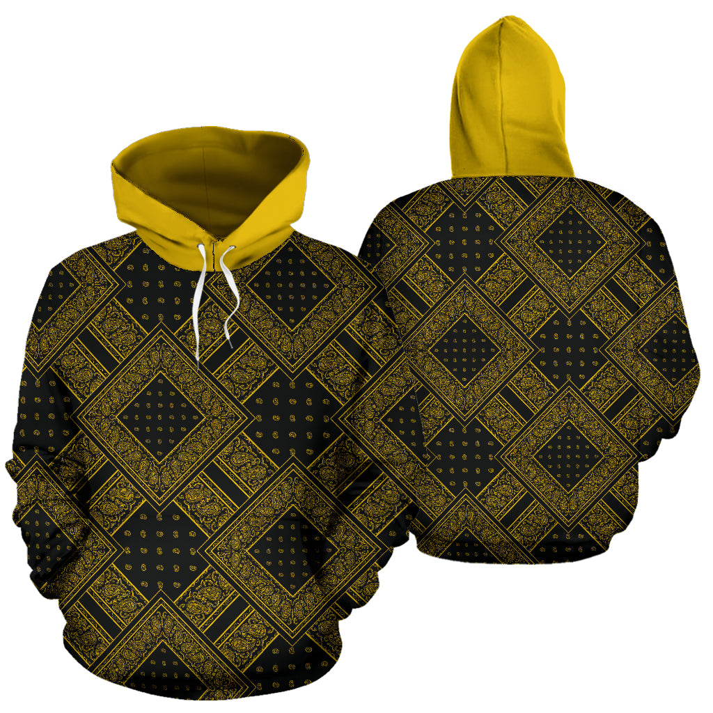 black and yellow sport team bandana hoodie
