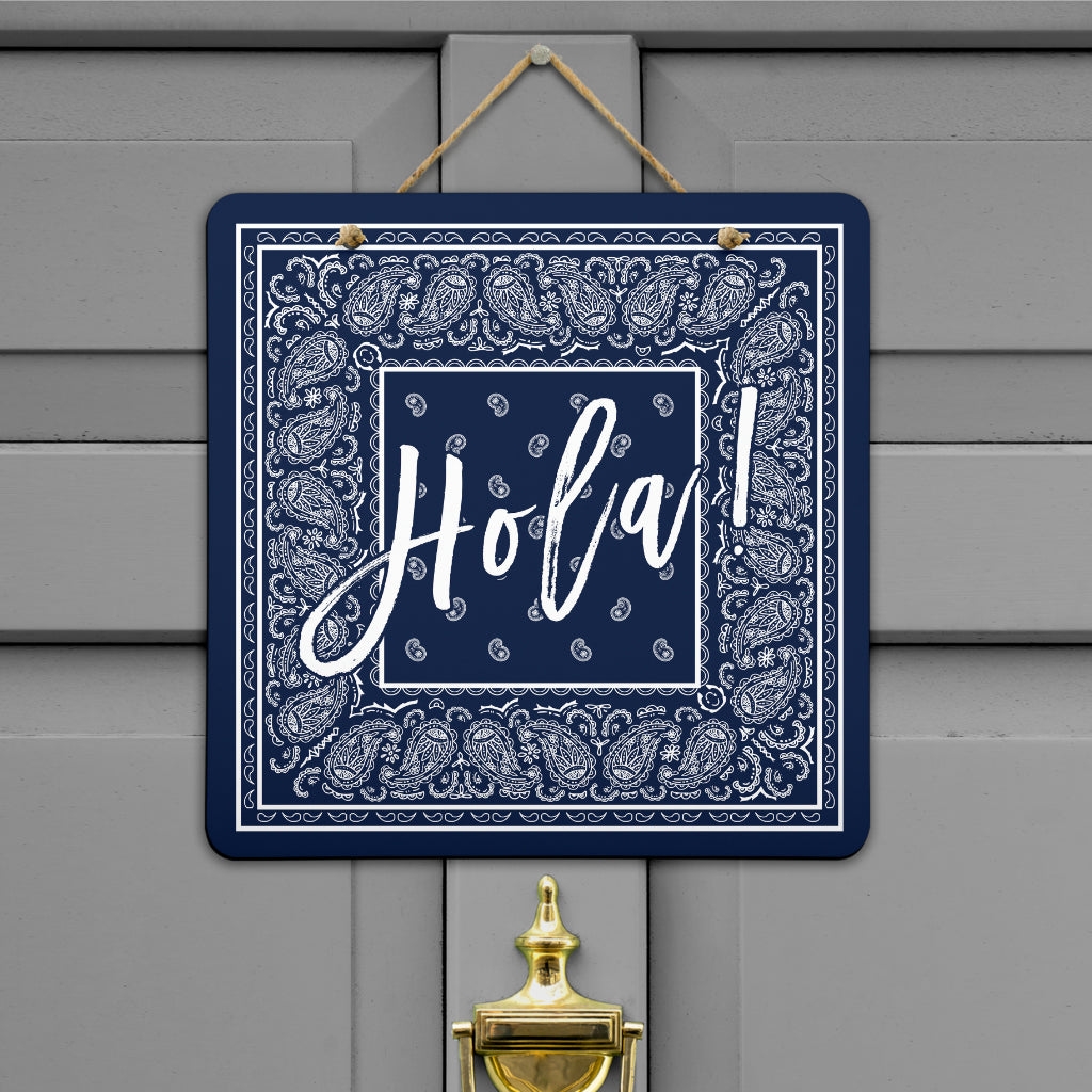 Navy Blue and White Bandana Door Signs