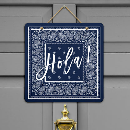 Navy Blue and White Bandana Door Signs