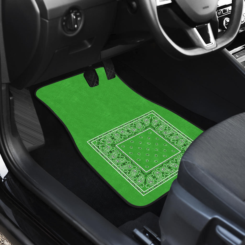 Quad Lime Green Bandana Car Floor Mats - Minimal