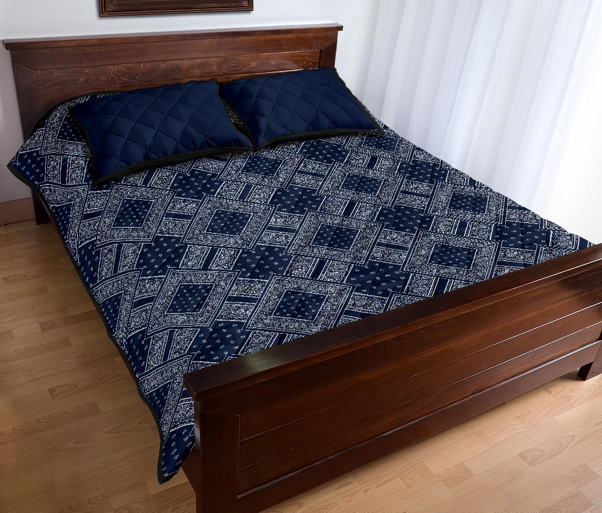 Quilt Set - Navy and White Bandana DB Quilt w/Shams