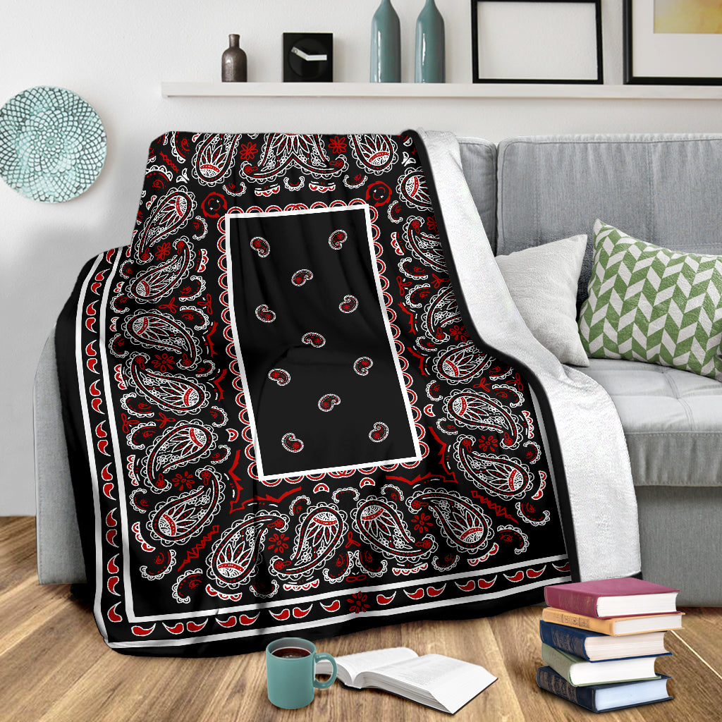 Black and Red Bandana Throw Blanket