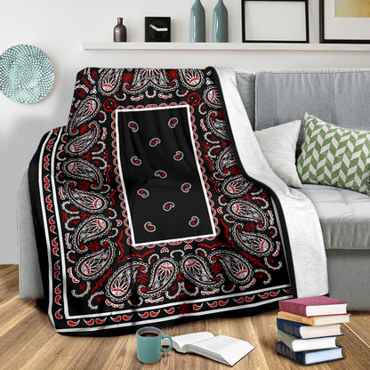 Black and Red Bandana Throw Blanket