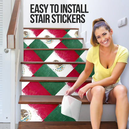 Mexican Flag Bandana Patch Stair Stickers 6 Steps