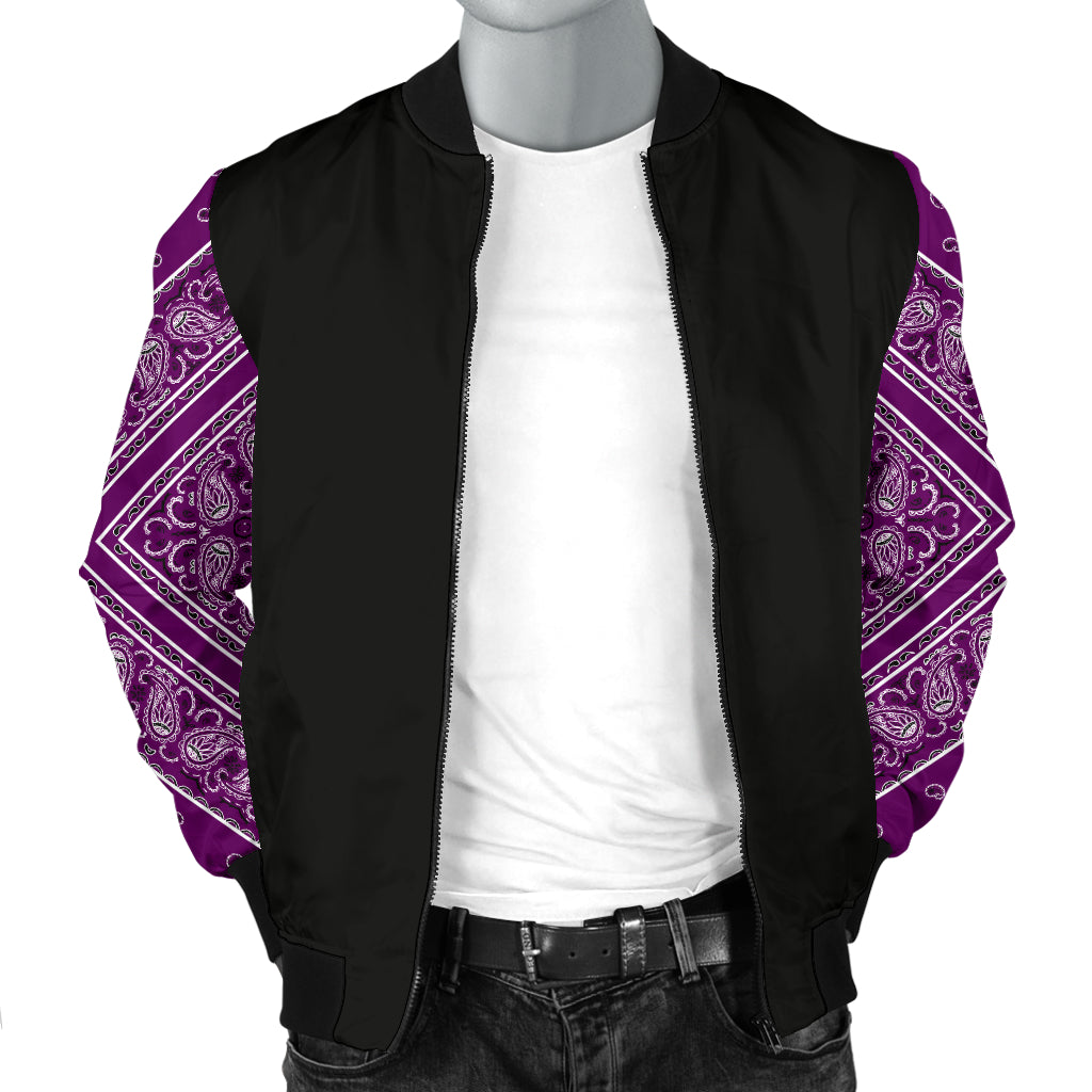 Men's Wild Plum Bandana Sleeved Bomber Jacket