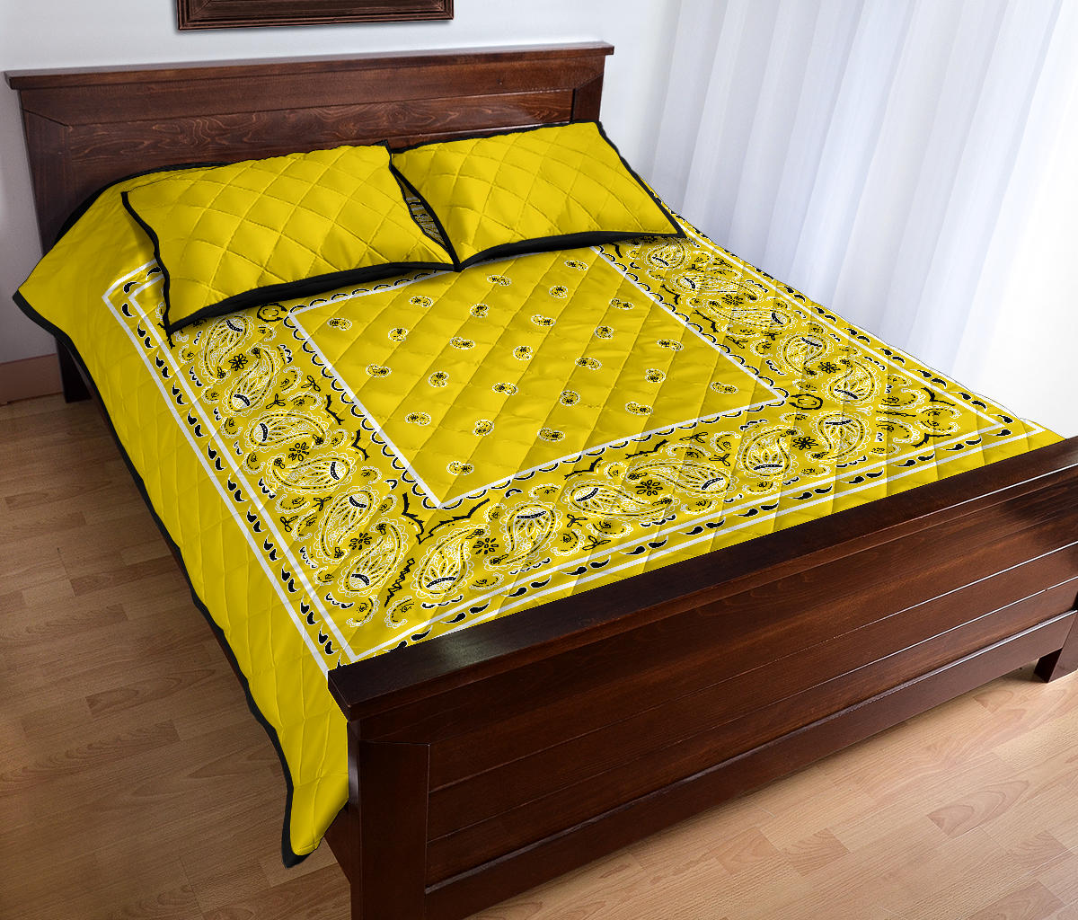 Quilt Set - Sunshine Yellow Bandana Bed Quilt w/Shams