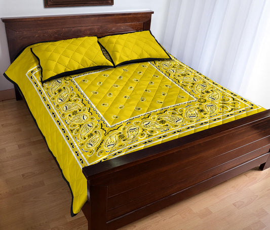 Quilt Set - Sunshine Yellow Bandana Bed Quilt w/Shams