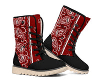 maroon red bandana boots for ladies