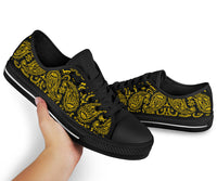 Canvas Low Top Sneakers - Bandana Style Black Gold