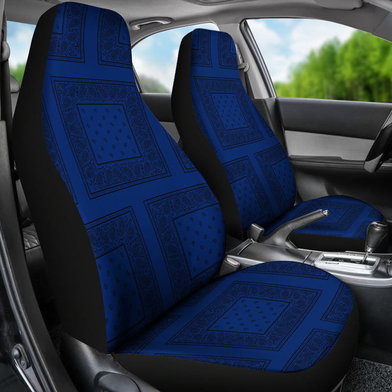 blue and black car seat covers