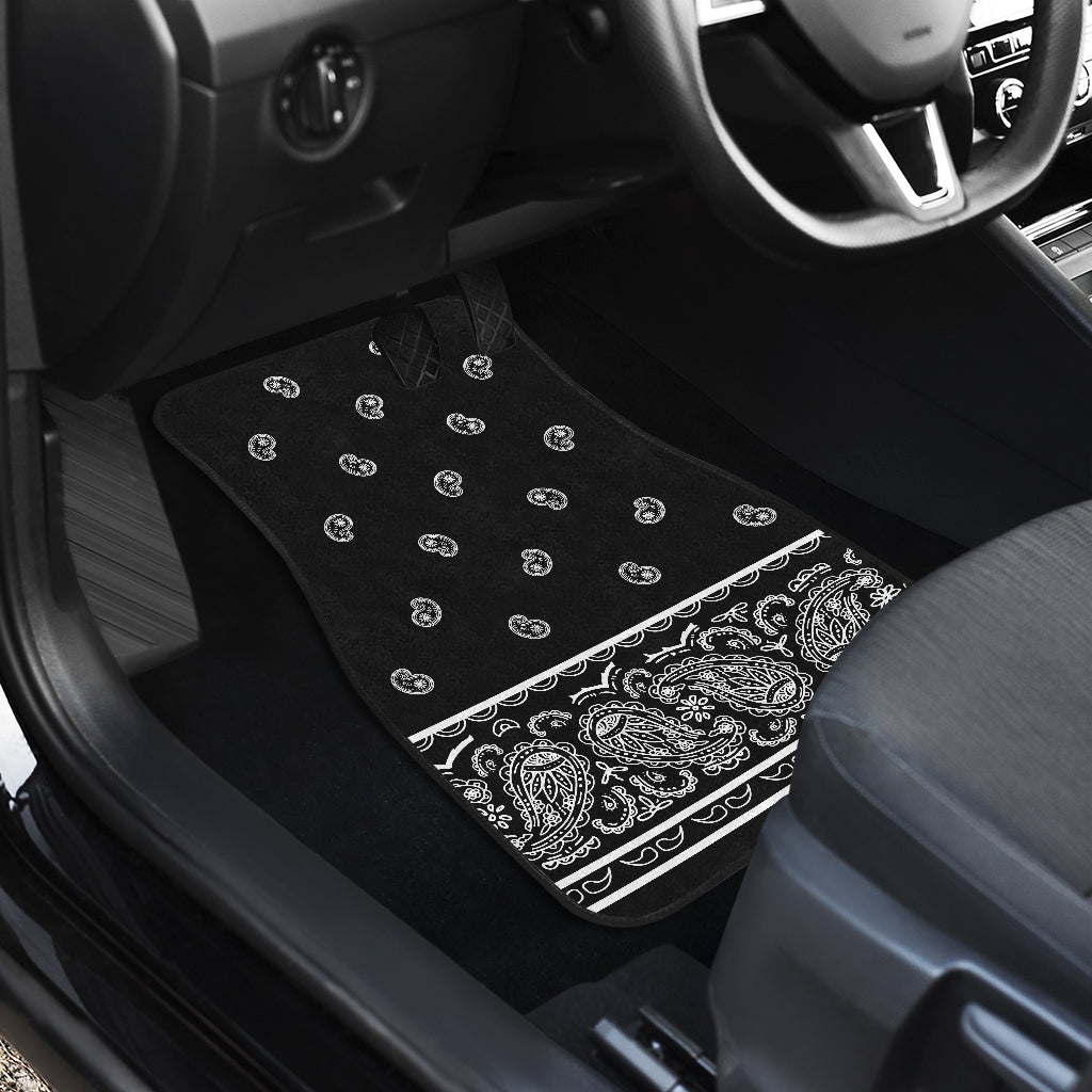 Dual Black Bandana Car Mat - Fancy