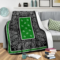 Green and Black Bandana Fleece Throw Blanket