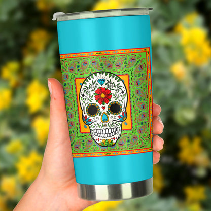 Sugar Skull Bandana Drink Tumblers