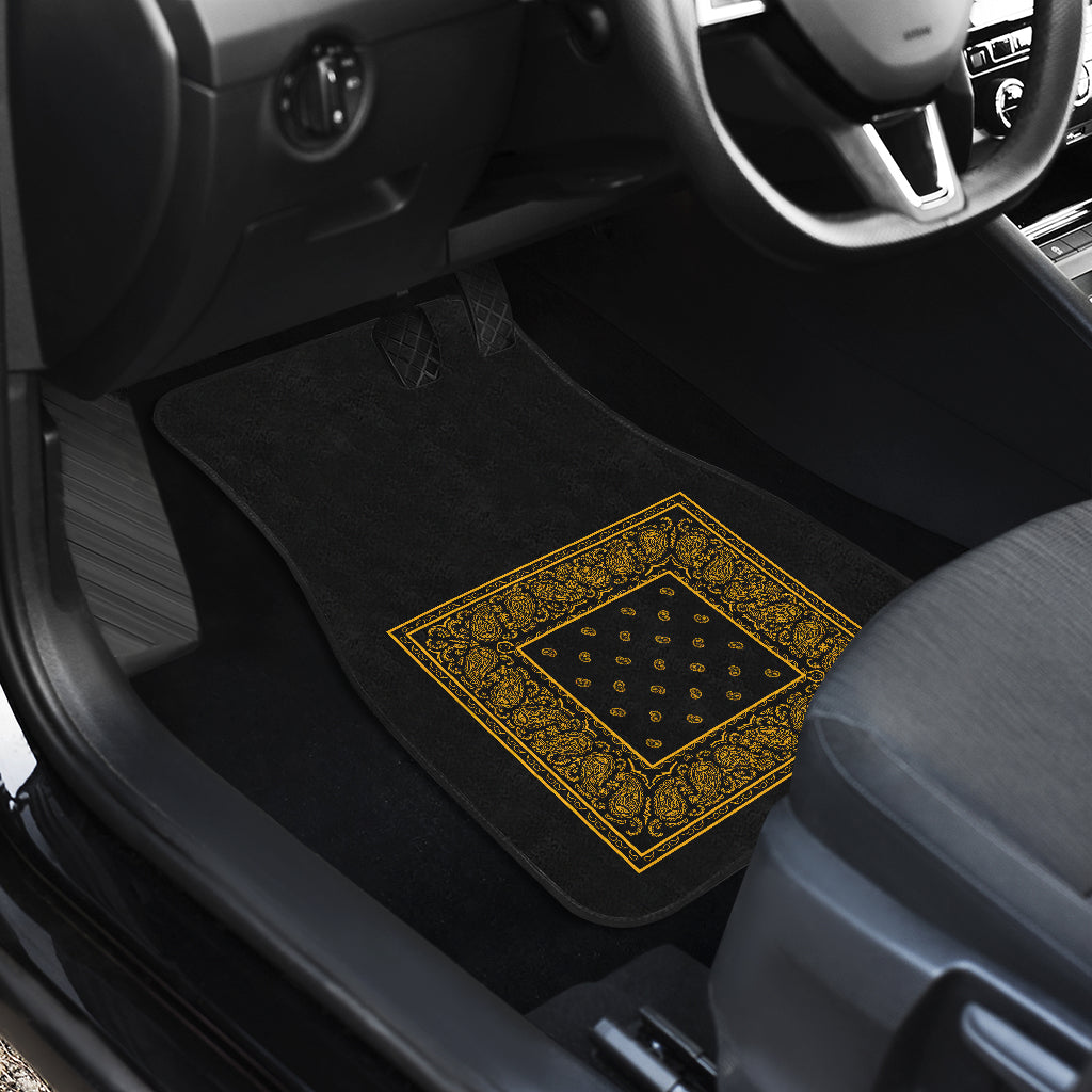 Quad Black Gold Bandana Car Mats - Minimal