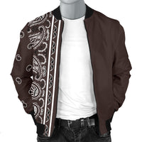 Asymmetrical Coffee Brown Bandana Men's Bomber Jacket