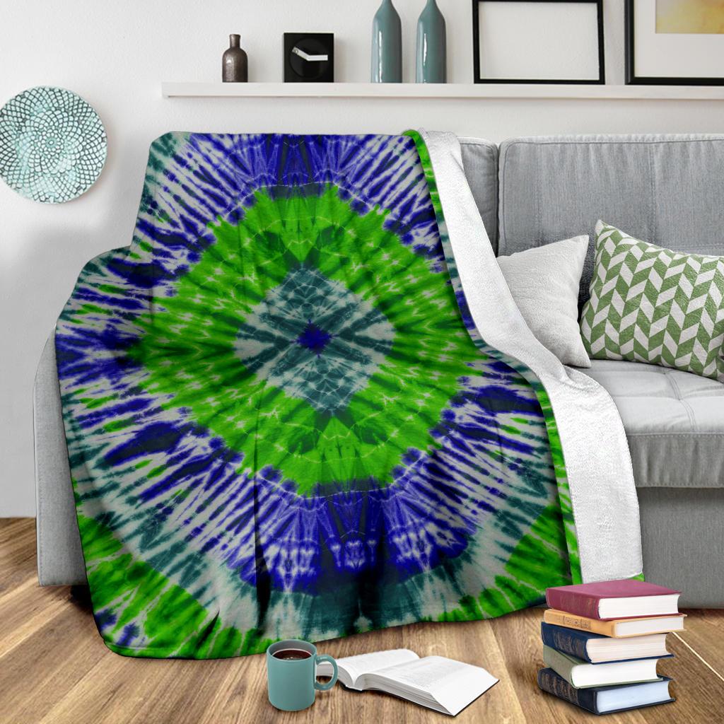 Green Abyss Tie Dye Fleece Throws