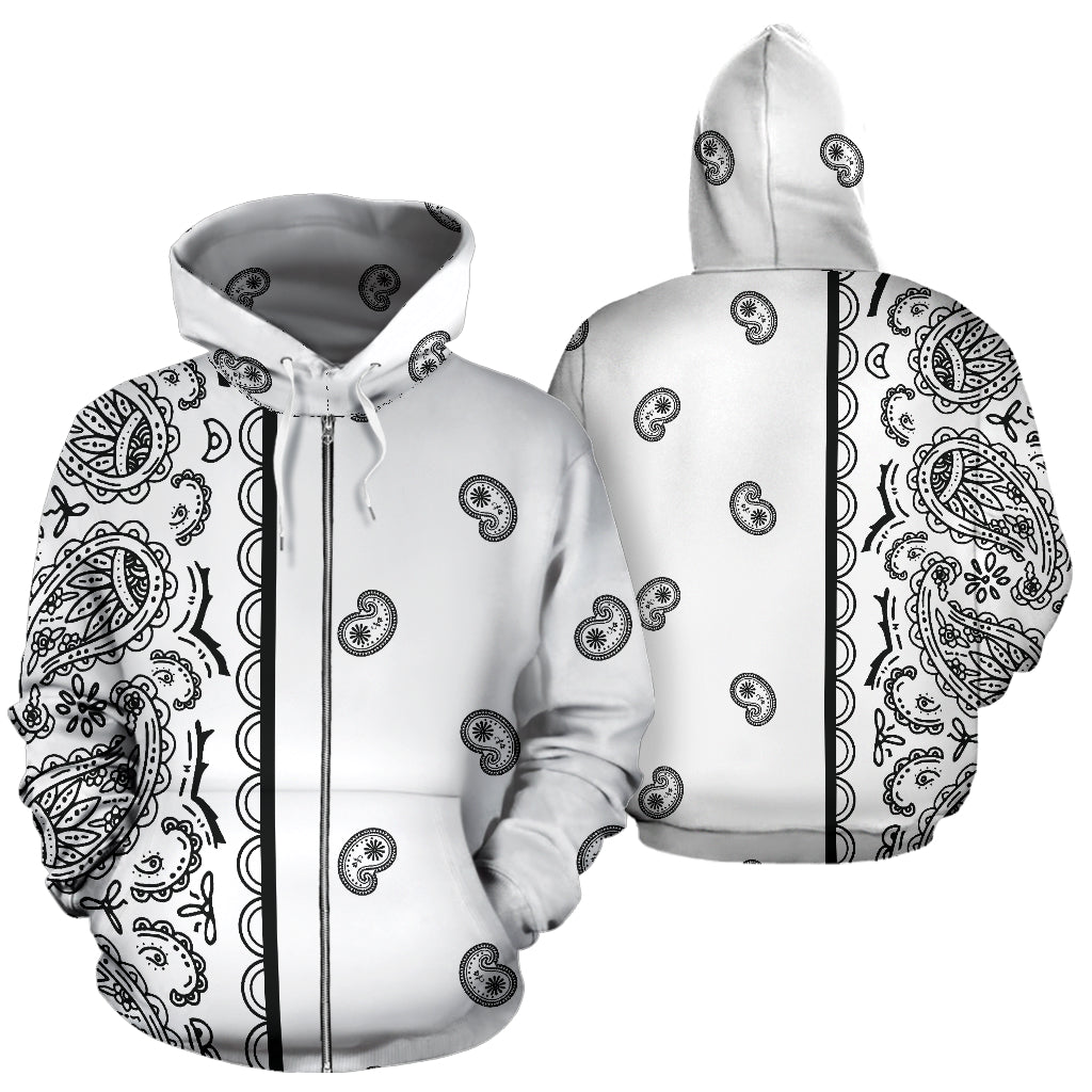 white bandana zip up hoodies