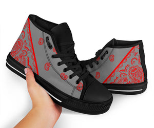 Gray and Red Bandana High Top Sneakers