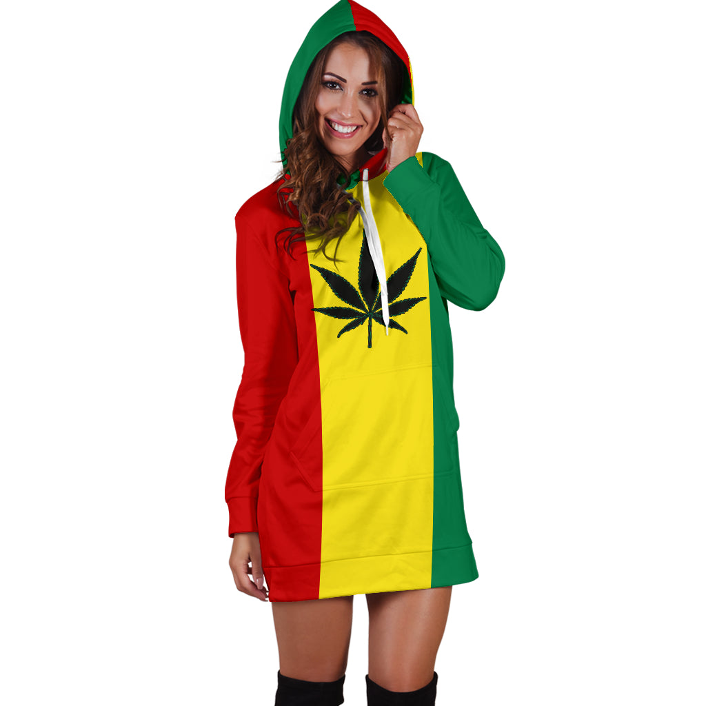 Rasta 420 Hoodie Dress Hood Up