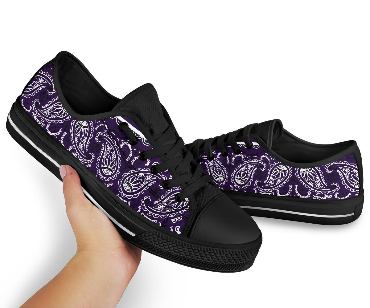 Canvas Low Top Sneakers - Bandana Style Royal Purple