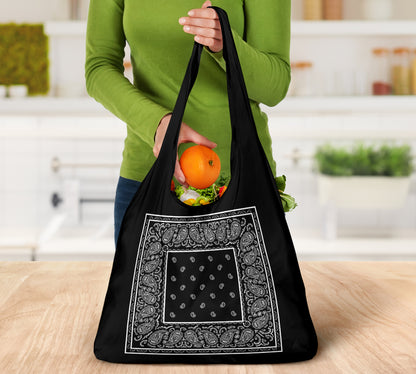 Black Bandana Reusable Grocery Bag 3-Pack