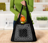 Black Bandana Reusable Grocery Bag 3-Pack