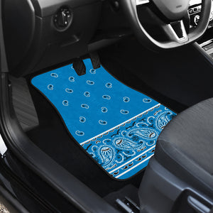 Dual Sky Blue Bandana Car Mats - Fancy