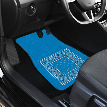 Dual Sky Blue Bandana Car Mats - Minimal