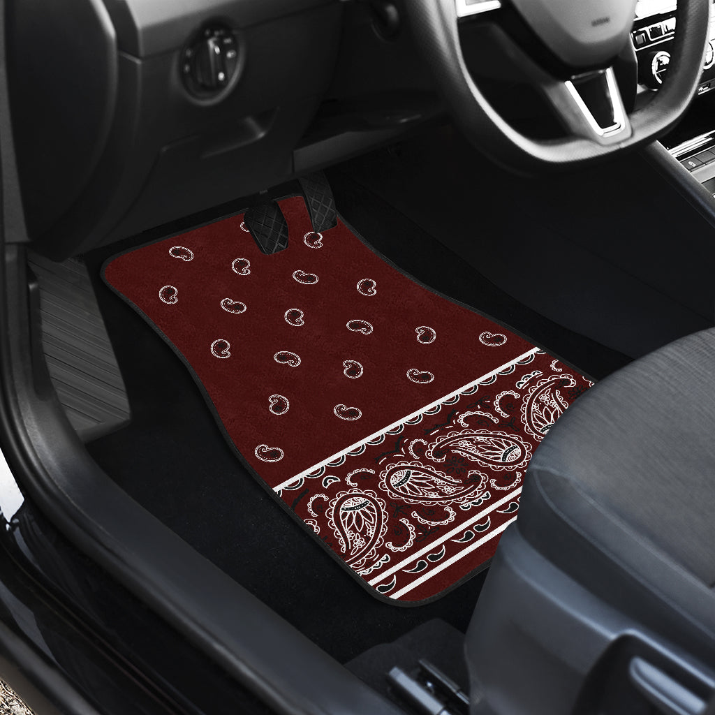 Quad Burgundy Bandana Car Mats - Fancy