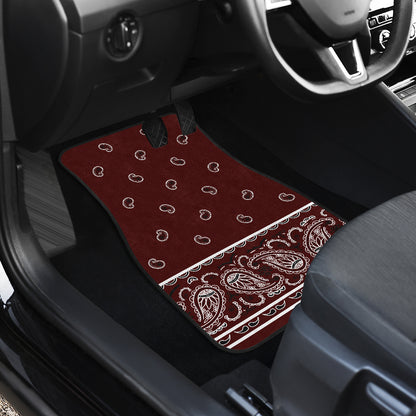 Quad Burgundy Bandana Car Mats - Fancy