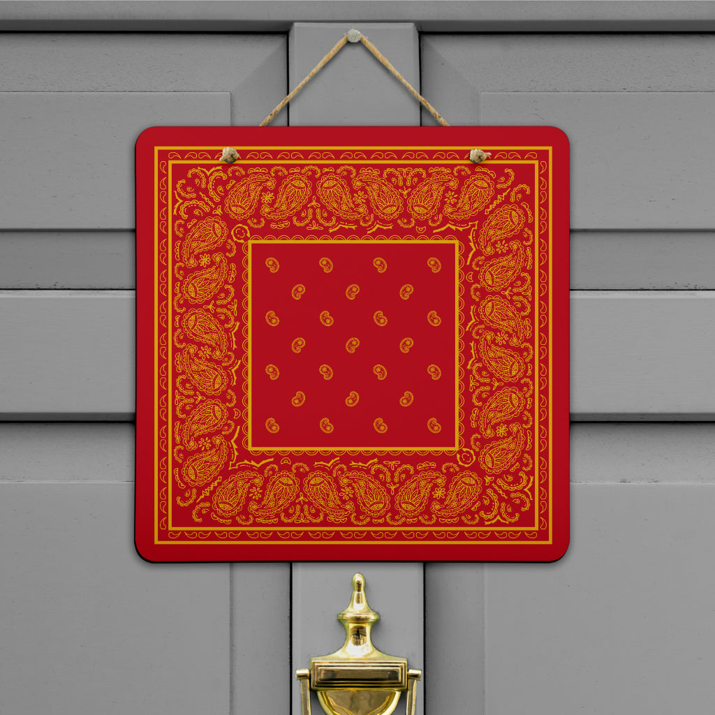 Welcome Red and Gold Bandana Sign