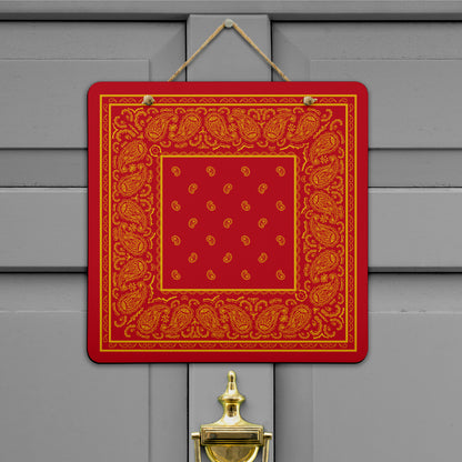 Welcome Red and Gold Bandana Sign