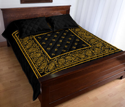 black and gold bed quilt set
