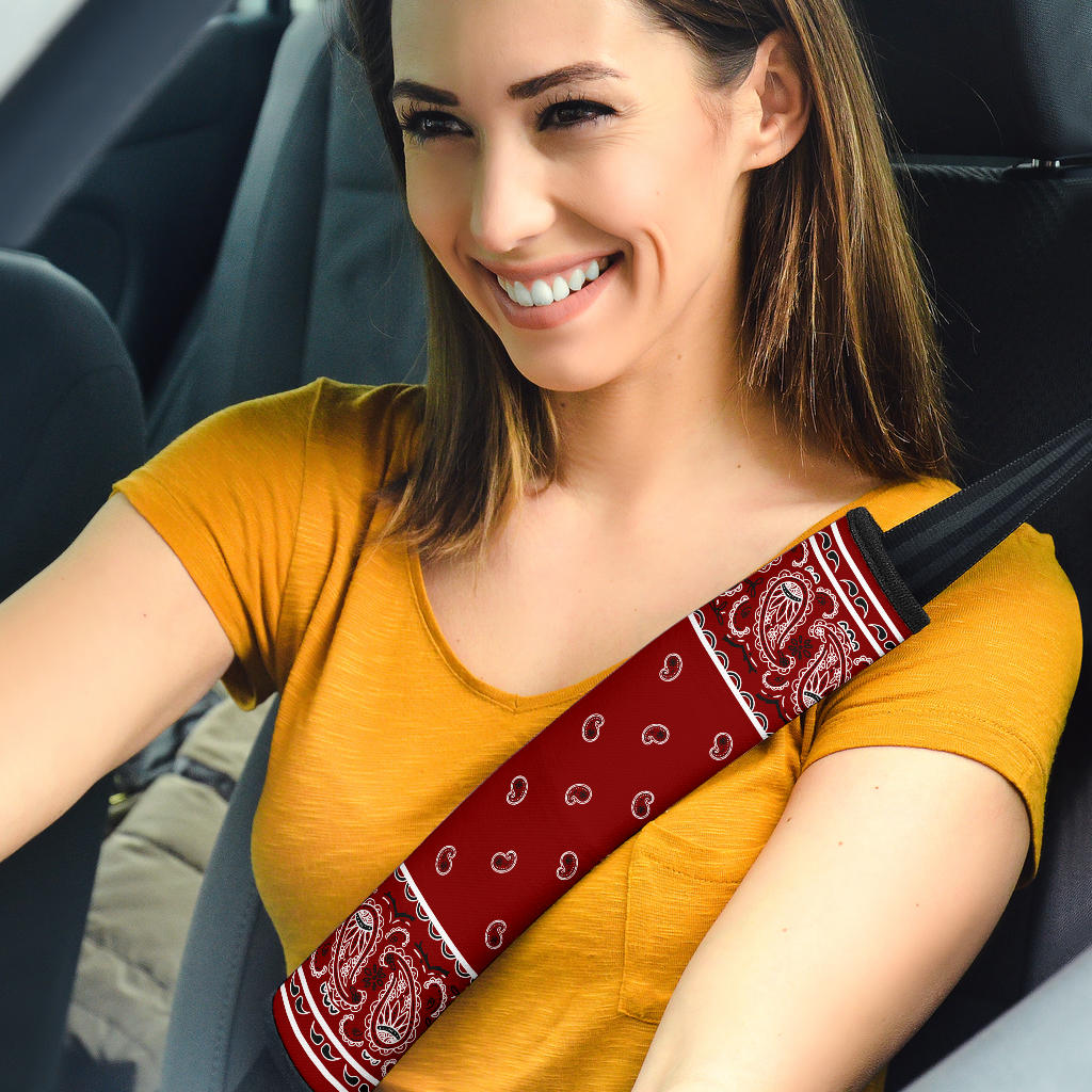 Maroon Red Bandana Seat Belt Covers - 3 Styles