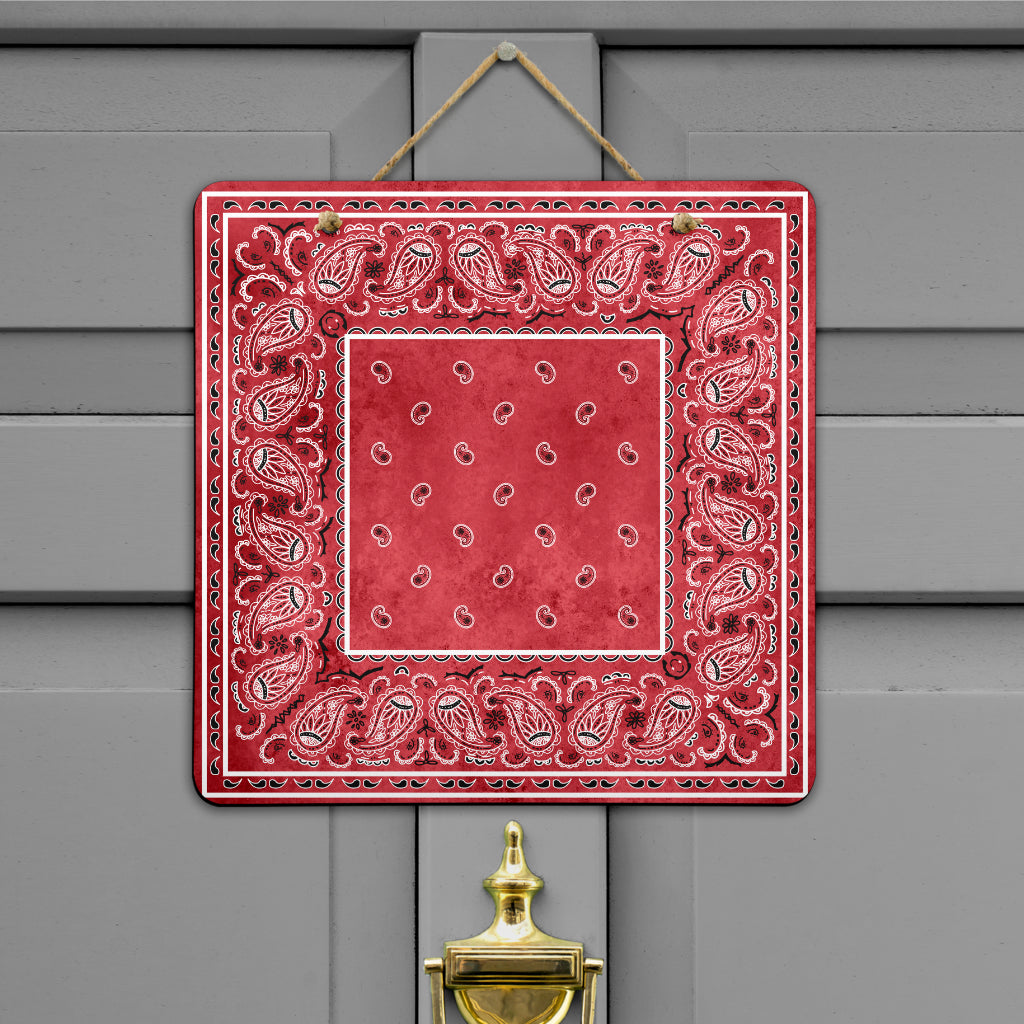 Red Denim Bandana Door Signs