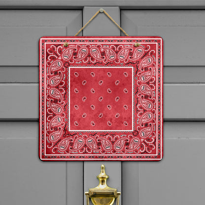 Red Denim Bandana Door Signs