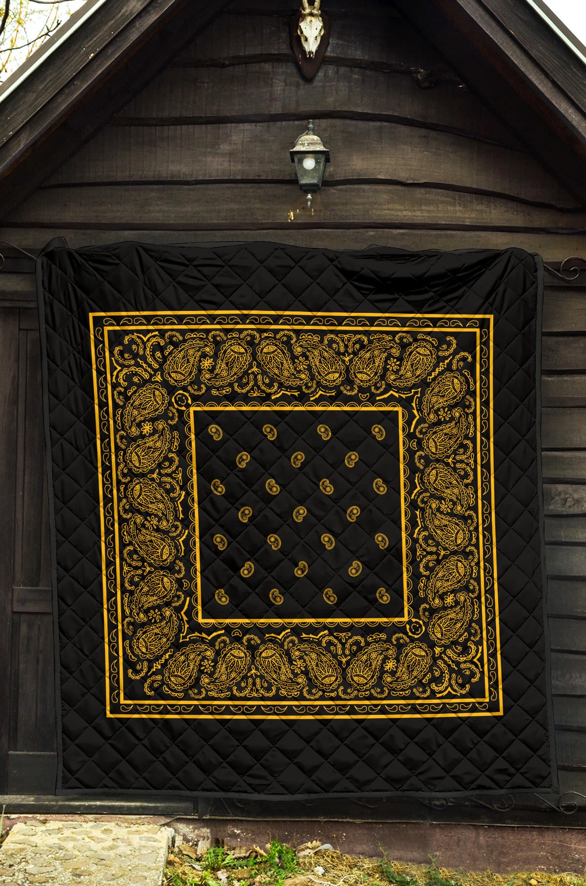 Black Gold Bandana Door Mat, Home Decor