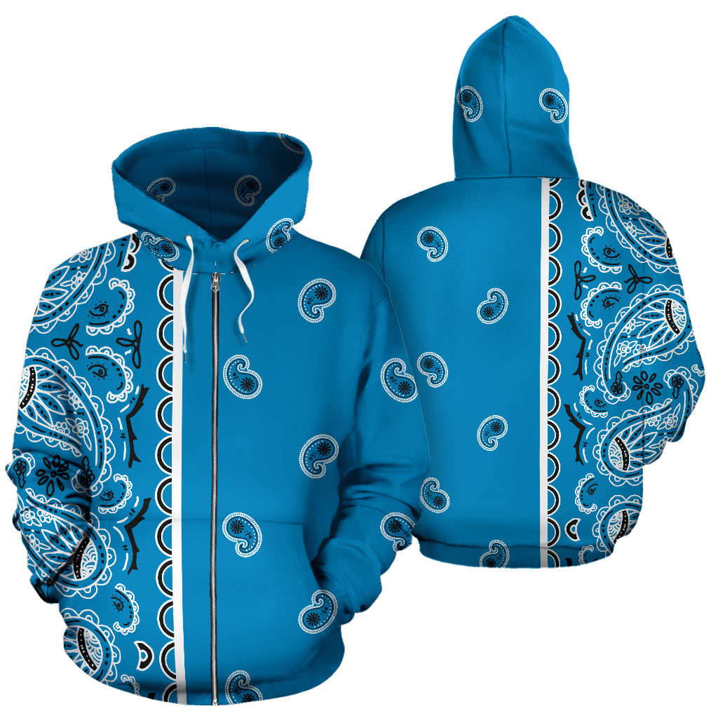 sky blue bandana zip up hoodies