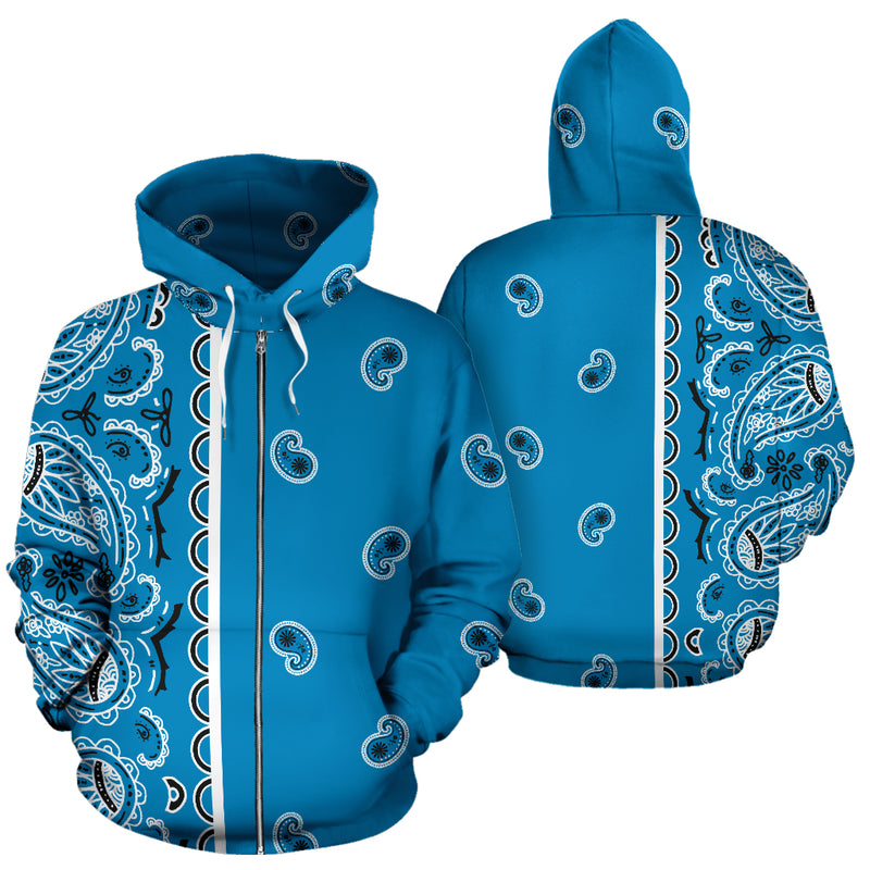 sky blue bandana zip up hoodies
