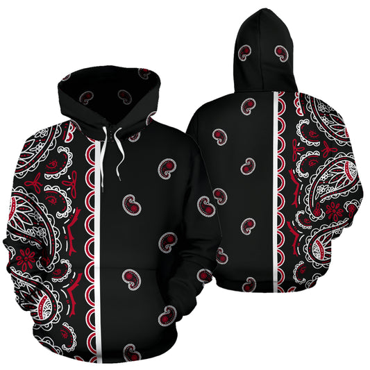 Asymmetrical Wicked Black Bandana Pullover Hoodie