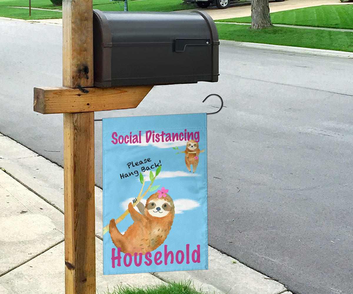 Social Distancing Sloth Flags for Home and Garden