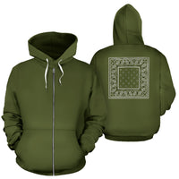 army green bandana zip hoodies
