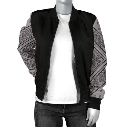 gray bandana bomber jacket for women