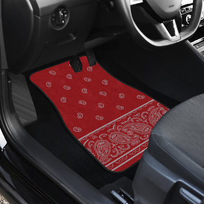 Quad Red and Gray Bandana Car Mats - Fancy